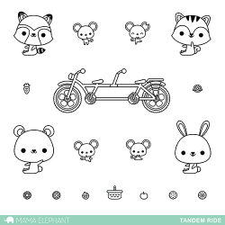 Mama Elephant TANDEM RIDE stamp set